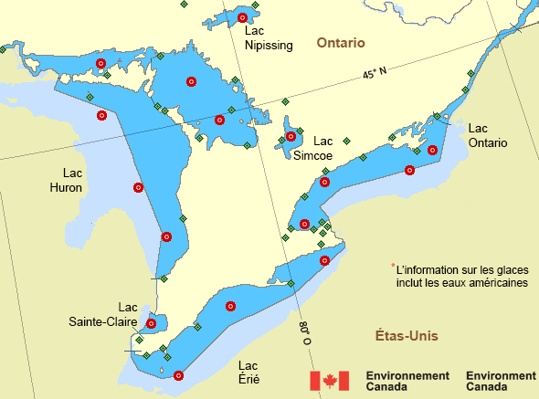 Carte des secteurs maritimes des Grands Lacs - Lac Huron