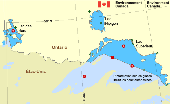 Carte des secteurs maritimes des Grands Lacs - Lac Supérieur