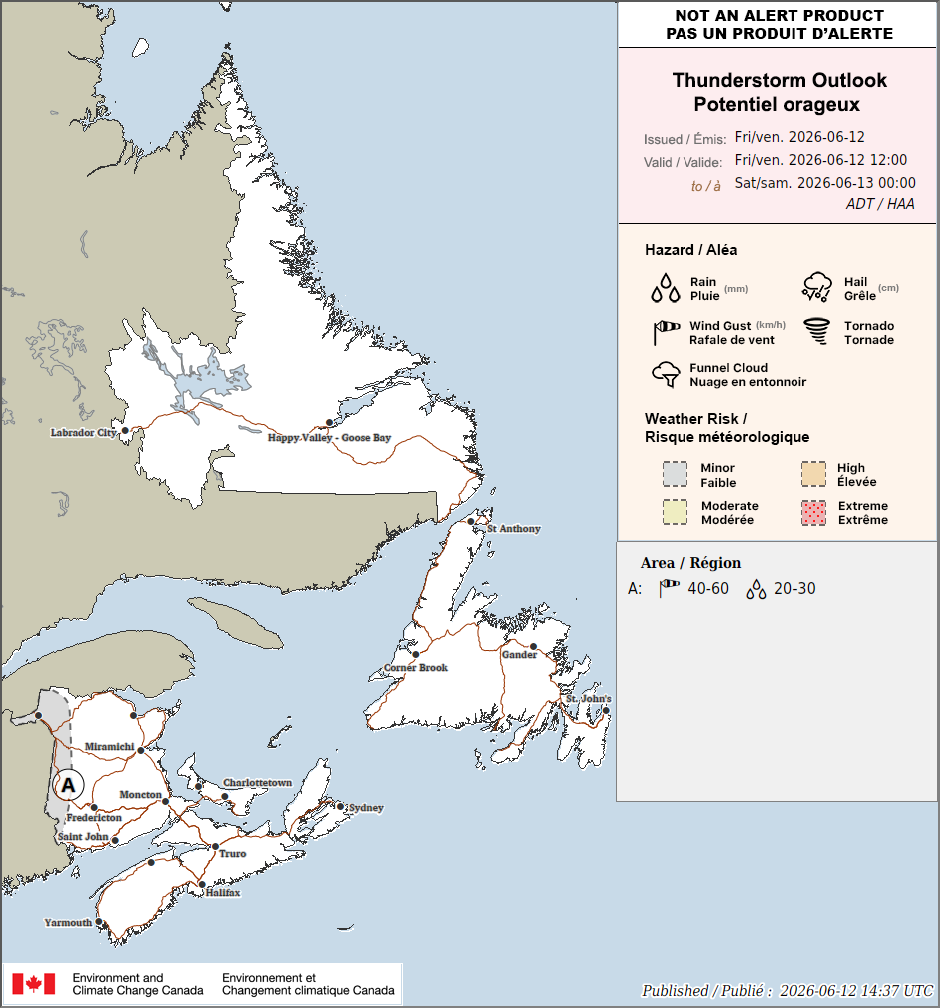 Potentiel orageux dans l'Atlantique pour aujourd'hui