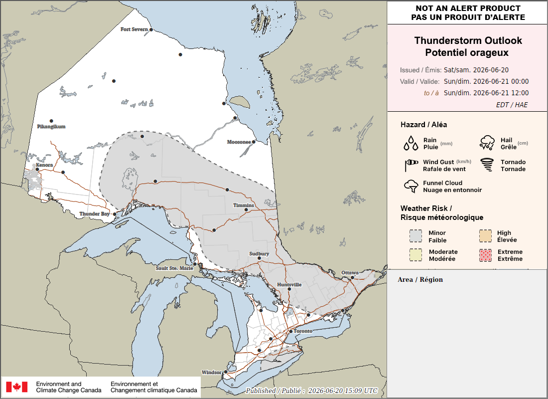 Potentiel orageux en Ontario pour demain (AM)