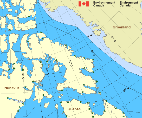 Carte des secteurs maritimes de l'Arctique - Arctique de l'Est