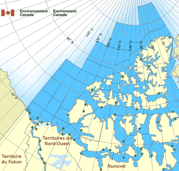 Carte des secteurs maritimes de l'Arctique - Arctique de l'Ouest