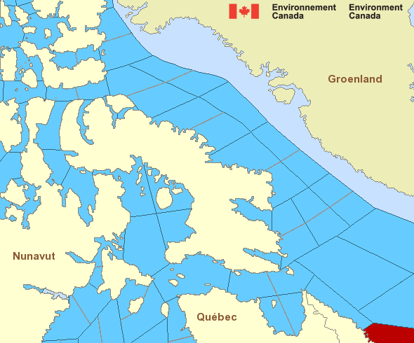 Carte des secteurs maritimes de l'Arctique - Arctique de l'Est