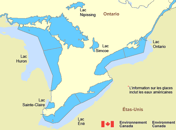 Carte des secteurs maritimes des Grands Lacs - Lac Huron