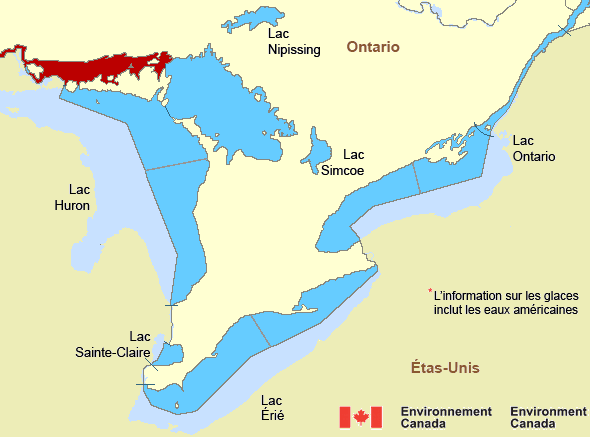 Carte des secteurs maritimes des Grands Lacs - Lac Érié et Lac Ontario